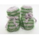 Chaussons pour bébé - rayé gris vert 1