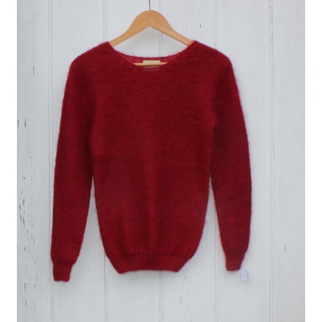 Pull court col rond rubis