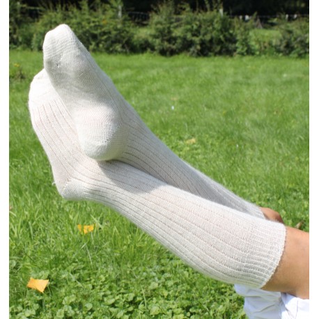 Mi-bas en mohair écru