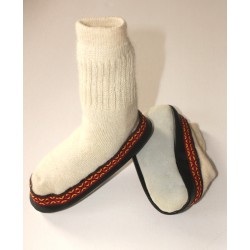 Chaussetons en mohair et laine - écru