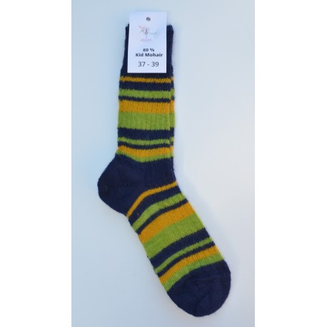 Chaussettes en mohair - rayé - nocturne mangue anis
