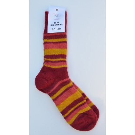 Chaussettes en mohair - rayé - rubis mangue terra cota