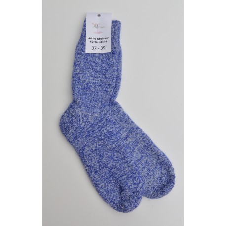 Chaussettes en mohair et laine - chiné bleu