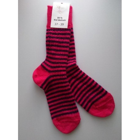 Chaussettes en mohair - rayé prune magenta