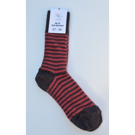 Chaussettes en mohair - rayé chevêche terra cota