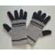 Gants crochetés en mohair et soie - rayé gris