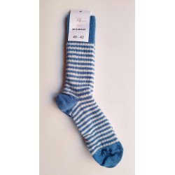 Chaussettes en mohair - rayé écru bleu denim